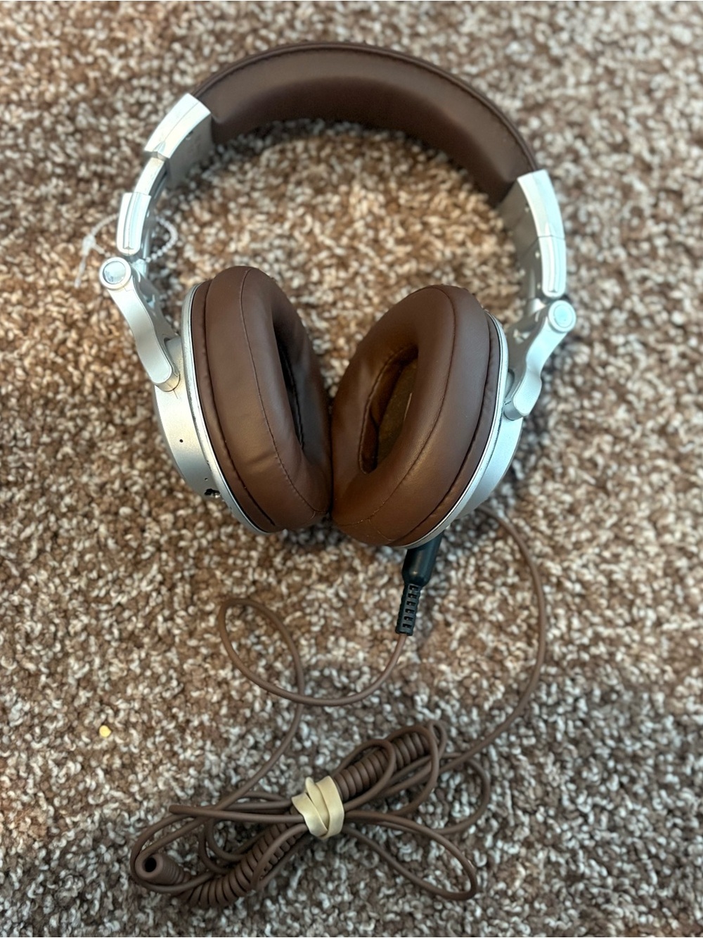 Brown Over-Ear Headphones with Silver Accents